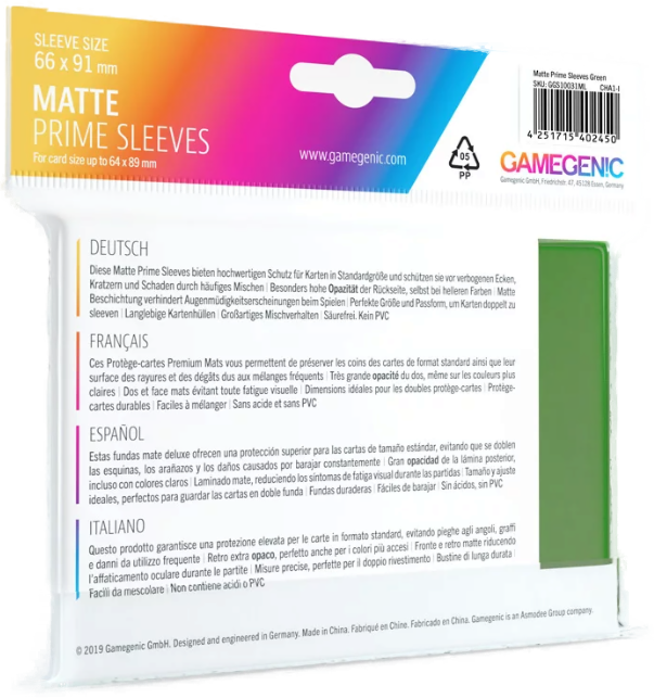 Gamegenic - Matte Prime Sleeves (100) - Green